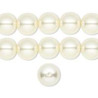 Бусина стеклянная, 10мм, жемчуг искусственный, слоновая кость, 42 шт., низка