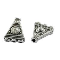 Соединитель-переходник, 11х9.5мм, треугольный, с тремя отверстиями, базовый материал - цинковый сплав, стиль тибетское серебро, 5 шт. УЦЕНКА