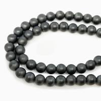 Бусины каменные, гематит, серый, матовый, 6-6.5мм, 65 шт., низка