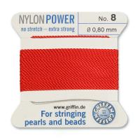 Нить нейлоновая, Griffin Nylon Power No.8 (0.8мм), красная, с иглой, моток, 2 метра Нить нейлоновая, Griffin Nylon Power No.8 (0.8мм), красная, с иглой, моток, 2 метра