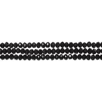 Бусины стеклянные, 4х3.5мм, граненые, рондели, черные, 140 шт., низка