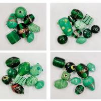 Бусины лэмпворк, 7х4мм - 14х11мм, микс, зеленые, 15 грамм