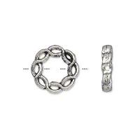 Рамка для бусин, 15х3мм, ажурная, базовый материал - цинковый сплав, посеребренная с чернением, 5 шт., УЦЕНКА