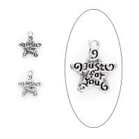 Подвеска, 13.5х12мм, звездочка just for you, базовый материал - цинковый сплав, стиль тибетское серебро, 1 шт.