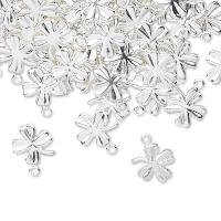 Подвеска, 11х10мм, лист клевера, базовый материал - латунь, посеребренный, 10 шт.