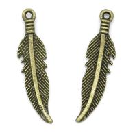 Подвеска, 27х7мм, перо, базовый материал - цинковый сплав, бронзовое, 1 шт.