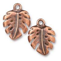 Подвеска, 19.5х14.5мм, TierraCast, Монстера, базовый материал - оловянный сплав, медная с чернением, 1 шт.