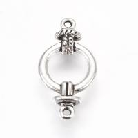 Коннектор, 26х12.5мм, кольцо с двумя узлами, базовый материал - цинковый сплав, стиль тибетское серебро, 1 шт.