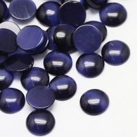 Кабошон стеклянный, 14мм, кошачий глаз (имитация), темно-синий, 1 шт.