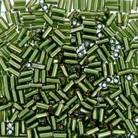 Бисер TOHO Bugle, размер 3мм, цвет #37 (Внутреннее серебрение, оливин), 10 грамм