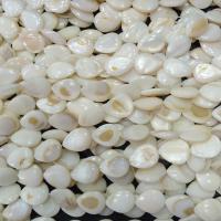 Бусина перламутр, 18х13х5мм, плоская капля, белая, 21 шт., низка