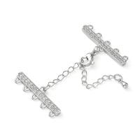 Застежка-карабин 10х6мм с удлиняющей цепочкой и соединителями-переходниками с пятью петельками 28х8мм, Milano, базовый материал - латунь, под родий Застежка-карабин 10х6мм с удлиняющей цепочкой и соединителями-переходниками с пятью петельками 28х8мм, Milano, базовый материал - латунь, под родий