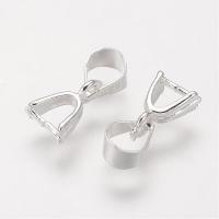 Держатель, 12х3мм, фигурный, зажимной, с подвижной петелькой, базовый материал - латунь, серебристого цвета, 1 шт.