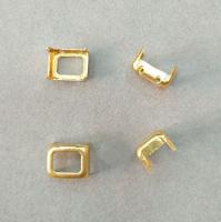 Оправа с цапами, 10х8мм, пришивная, форма прямоугольник, базовый материал - латунь, золотистого цвета, 50 шт.