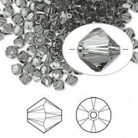 Бусина Swarovski, 4мм, Биконус (#5328), темно-серый (цвет 215), 10 шт.