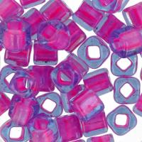 Бисер TOHO Cube, размер 4мм, цвет #980 (Окрашенный изнутри, светящийся неон, светлый сапфир/розовый), 10 грамм