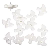 Бусина фарфоровая, 23х21х7мм, птичка, белая, 1 шт.