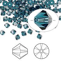 Бусина Swarovski, 4мм, Биконус (#5328), серо-синий (цвет 207), 10 шт.