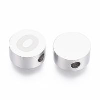 Бусина металлическая, 10х5мм, плоский круг с буквой O, базовый материал - нержавеющая сталь, без покрытия, с гравировкой, 1 шт.