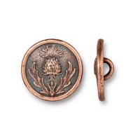 Пуговица, 14.5х5мм, TierraCast, на ножке, Чертополох, базовый материал - оловянный сплав, медная с чернением, 1 шт.