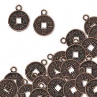 Подвеска, 10мм, монета китайская, базовый материал - цинковый сплав, медное покрытие, 1 шт., УЦЕНКА