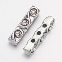 Разделитель, 18х4мм, с завитками, на 3 отверстия, базовый материал - цинковый сплав, стиль тибетское серебро, 10 шт.