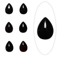 Кабошон каменный, 14х10мм, в форме капли, агат черный, 1 шт.