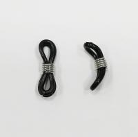 Коннектор для держателя для очков, 20-24х3.5-5мм, регулируемого размера, базовый материал - резина, цвет чёрный/стальной, пара