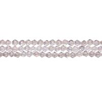 Бусины стеклянные, 4-5мм, граненые, биконусы, кристально-прозрачные с радужно-перламутровым покрытием, 75-95 шт., низка