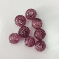 Бусина лэмпворк, 10мм, аметистовая с белыми крапинками внутри, светящаяся в темноте, 1 шт.