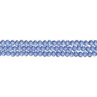 Бусины стеклянные, 3х2-3.5х2.5мм, граненые, рондели, голубые, 155 шт., низка