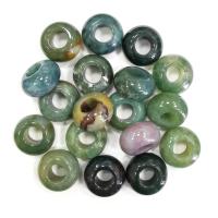 Бусина каменная, агат, индийский, 14х8мм, рондель, с большим отверстием, 1 шт.