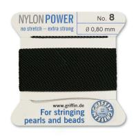 Нить нейлоновая, Griffin Nylon Power No.8 (0.8мм), черная, с иглой, моток, 2 метра Нить нейлоновая, Griffin Nylon Power No.8 (0.8мм), черная, с иглой, моток, 2 метра