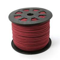 Шнур из искусственной замши, около 3х1.5мм, плоский, темно-красный, 5 метров