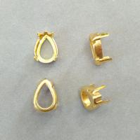 Оправа с цапами, 14х10мм, пришивная, форма капля, базовый материал - латунь, золотистого цвета, 10 шт.