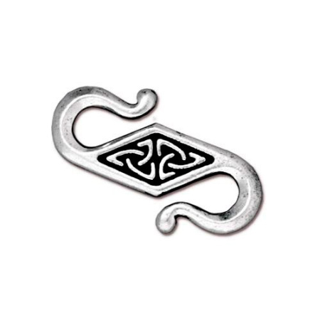 Застежка, 23х12мм, TierraCast, крючок, Кельтский узор, базовый материал - оловянный сплав, посеребренный с чернением, 1 шт.