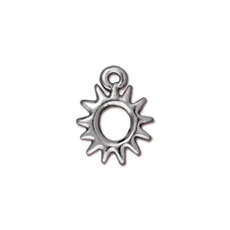 Подвеска, 14х11мм, TierraCast, Солнышко, базовый материал - оловянный сплав, покрытие - белая бронза (цвет под родий), 1 шт.
