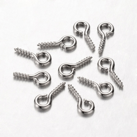 <p>Штифт вкручивающийся,покрытие темно-серебристого цвета. Общая длина 8.5 мм, диаметр петельки 4 мм, внутренний диаметр петельки 2 мм, толщина вкручиваемой части 1 мм. Оттенок может отличаться от фотографии и в разных поставках. Цена за 10 грамм (около 120 штук, фасуются без проверки на дефекты).</p>