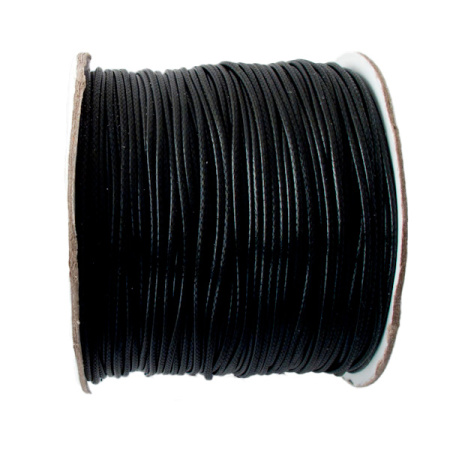 Шнур синтетический вощеный, полиэстеровый, около 1мм, черный, 155 метров, катушка
