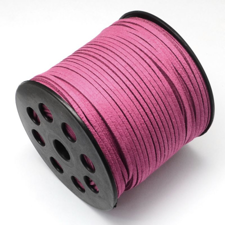 Шнур из искусственной замши, около 3х1.5мм, плоский, малиново-розовый, 5 метров