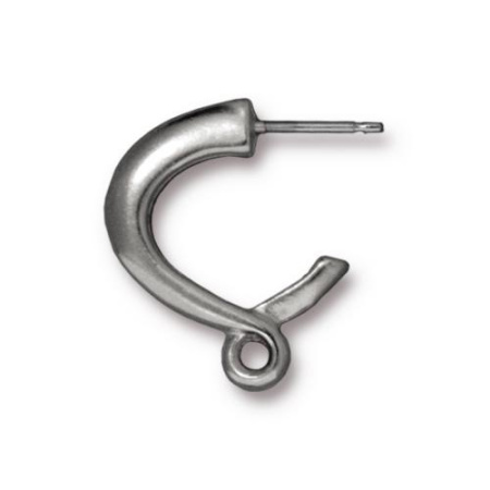 Пусеты, 19х16мм, TierraCast, Гладкая петля с петелькой, базовый материал - титан/пьютер, родий, пара