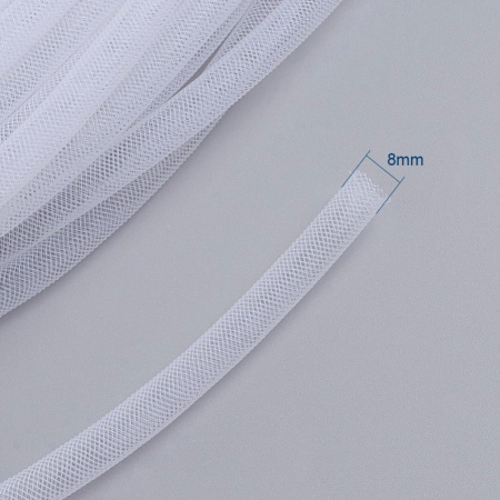 Бижутерная сетка-рукав, 8мм, белая, 10 метров