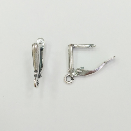 Швензы закрытые, 16х2.5мм, с английским замком, Нуво, базовый материал - латунь, посеребренные с чернением, пара