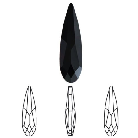 Ювелирный кристалл Swarovski, Удлиненная капля (#4331), 11х3мм, черная, 2 шт.