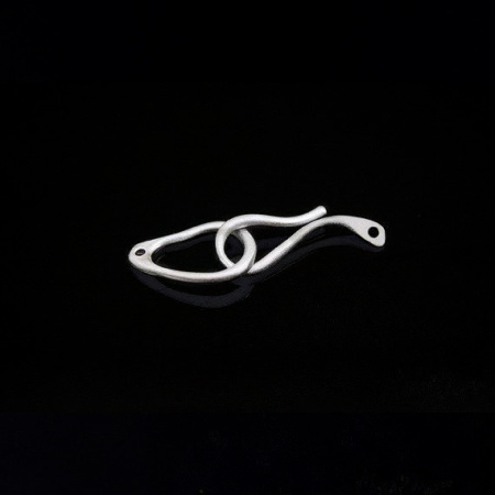 Застежка, 17.5х6мм, Корея, крючок с ответной частью, базовый материал - латунь, матовый родий, 1 шт., УЦЕНКА