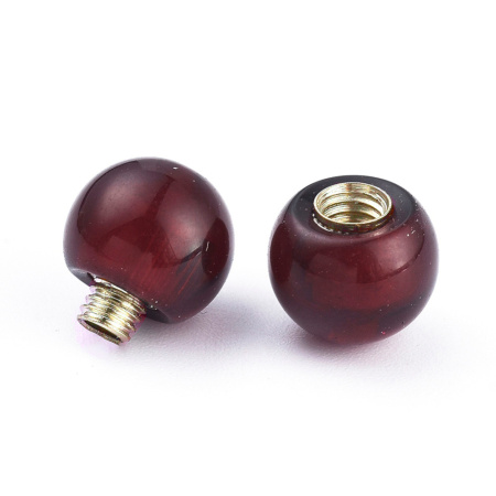Застежка-концевик, 14х8мм, закручивающийся бочонок, пластиковый с металлической вставкой, базовый материал - пластик, гранатового цвета, 1 шт. <p>Пластиковая закручивающаяся застежка гранатового цвета с латунной вставкой. Оттенок может отличаться от фотографии и в разных поставках. Застежка состоит из двух концевиков: один с внутренней резьбой, второй - с внешней. Внутри пластика возможны пузырьки воздуха. Цена за 1 шт.</p>