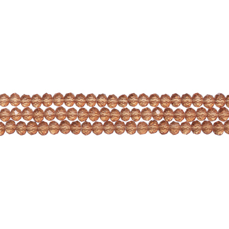 Бусины стеклянные, 3х2-3.5х2.5мм, граненые, рондели, янтарно-коричневые, 155 шт., низка