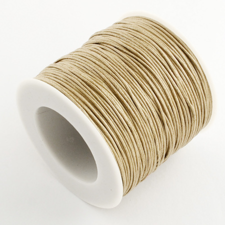 Шнур хлопковый вощеный, около 1мм, бежевый, 84 метра, катушка