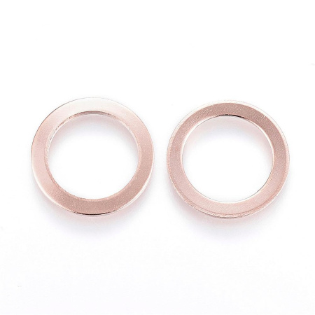 Коннектор, 15х1.2мм, кольцо гладкое, базовый материал - нержавеющая сталь, под розовое золото, 1 шт.
