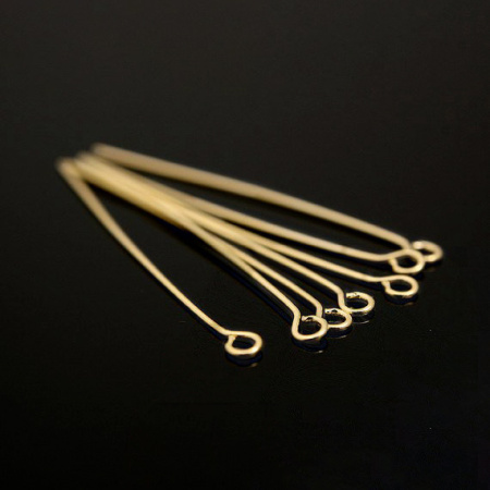 Пины с ушком, 33х0.511мм, Корея, базовый материал - латунь, позолоченные, 2 грамма